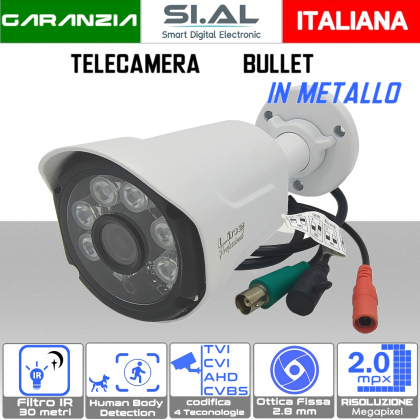 Telecamera Bullet 2MP Ottica 2.8 mm in metallo Sony Starvis