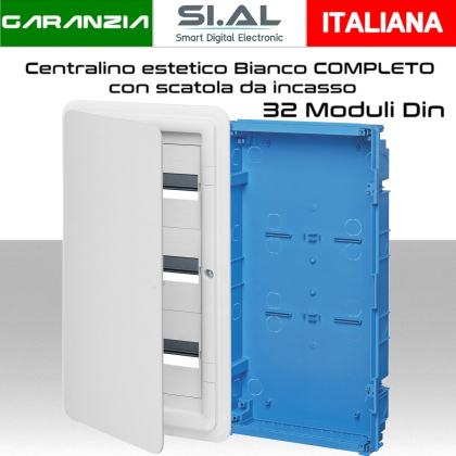 Centralino elettrico 36 moduli Bianco quadro completo di scatola da incasso Vimar V53136.B e V53336