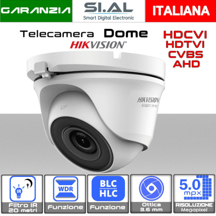 Telecamera Dome 5MP Ottica 3.6 mm analogica 4IN1 Hikvision 
