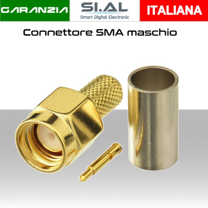 Connettore SMA maschio a crimpare per cavo RG58 (Confezione 10 pz.)