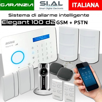 Sistema di allarme via radio Elegant 100 D2 / GSM e PSTN con Telecamera 5.0 mpx 