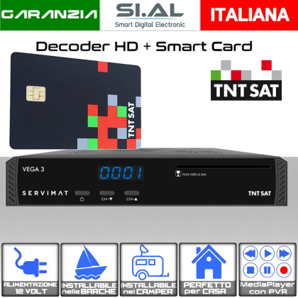 Decoder TNTSAT Servimat VEGA3 HD con scheda ufficiale TV francese