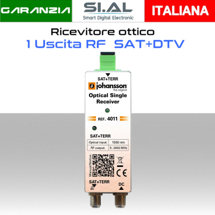 Ricevitore ottico ad 1 uscita RF coassiale TV-SAT IF-IF johansson 4011
