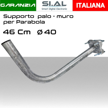 Staffa Supporto parabola curvo 46 cm universale per pali