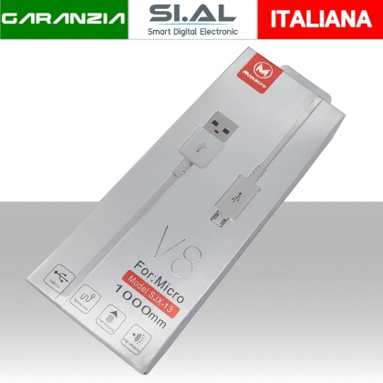 Cavo Micro USB 2.0A per ricarica rapida 1 metro Bianco