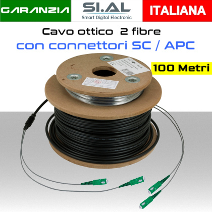 cavo ottico 100 metri monomodale da esterno a doppia fibra OFO 010 SCAPC