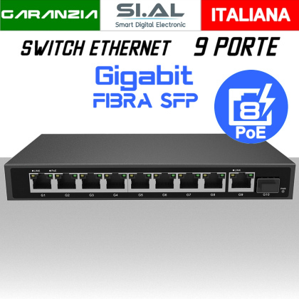 POE33108PFG Switch ethernet 9 porte gigbit poe con fibra ottica sfp