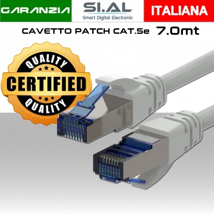 Cavo ethernet 7,0 metri con connettori RJ45 twistati CAT5E modello Micro TEK