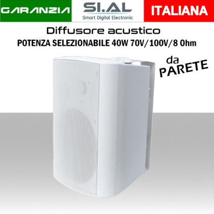 Diffusore acustico da parete X-DOME 40W 70V/100V/8Ω a 2 vie potenza selezionabile white