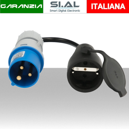 Adattatore industriale Spina CEE blu a Presa Schuko con Prolunga 