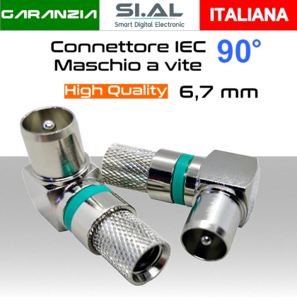 2660 Connettore IEC Maschio 90 gradi a vite 6,7