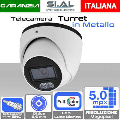 VT3D-5 Telecamera Turret 5MP full color ottica 3.6mm in metallo