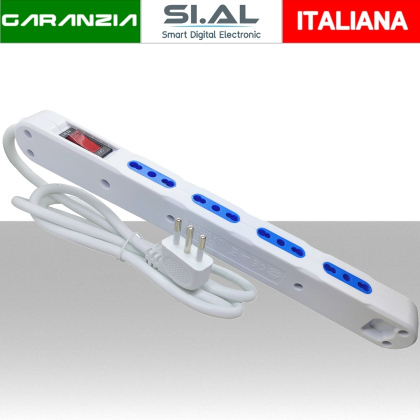 SA0540L Multipresa salvaspazio 4 posti con cavo e pulsante