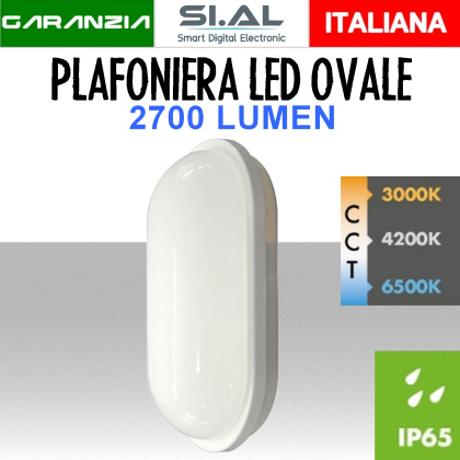 Plafoniera LED Ovale IP65 bianca CCT
