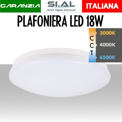 Plafoniera LED 18W Tonda IP44 CCT