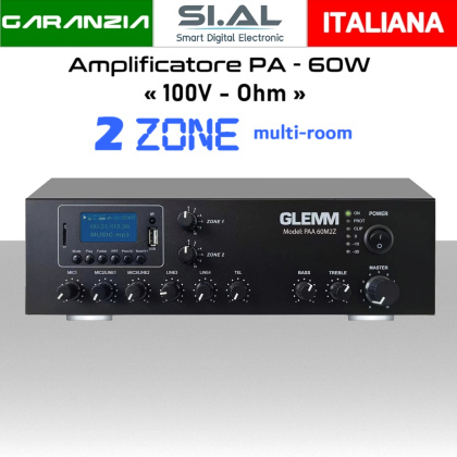 Amplificatore 60W a 2 zone PAA 60M2Z