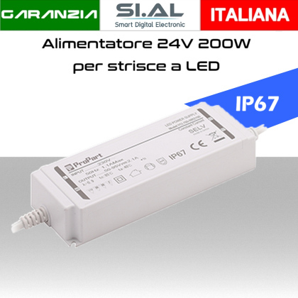 Alimentatore ip67 24v 200W per strip led
