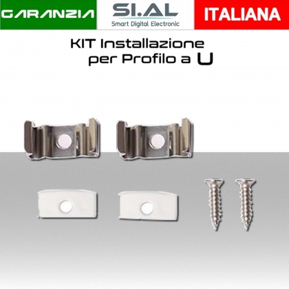 KIT Accessori Installazione per profili alluminio a U strisce LED