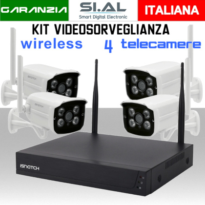Kit Videosorveglianza Wi-Fi  4 Telecamere 3MP con Microfono 