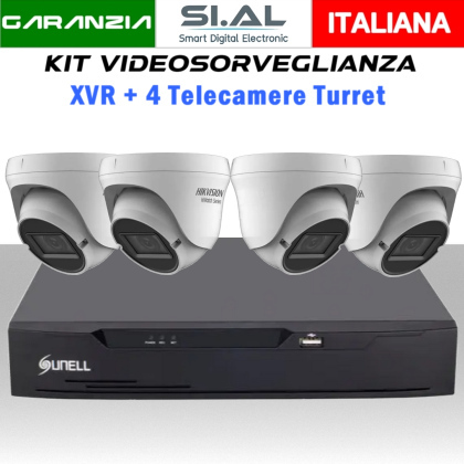 Kit dvr con 4 telecamere turret 2mp