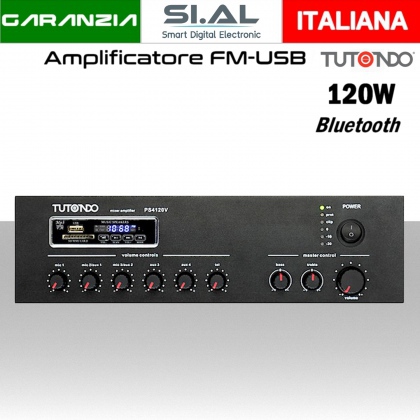 Amplificatore Compatto con potenza 120W  100V Bluetooth -USB-card - Tuner FM -mp3