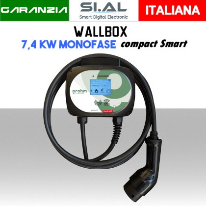 Colonnina ricarica auto elettriche 7Kwh 32A WIFI | WallBox Grohm Compact Smart GW7CSL