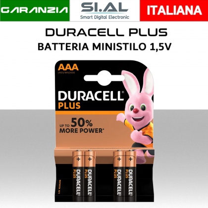 Batterie alcaline Ministilo Duracell Plus AAA 1,5V  4pz.