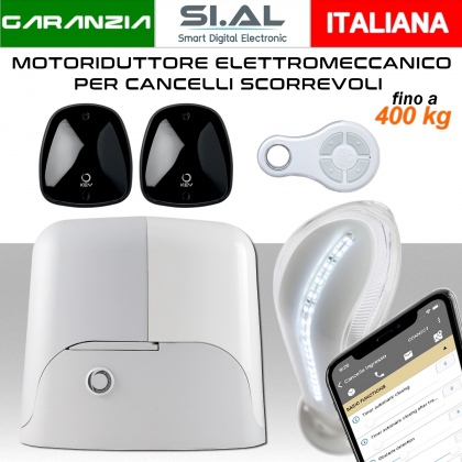 Motore per cancelli scorrevoli 400 kg. KIT SUN 24 Vdc con luci