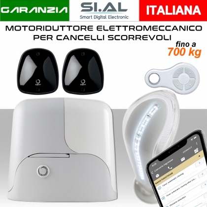 Motore per cancelli scorrevoli 700 kg. KIT SUN 24 Vdc con luci