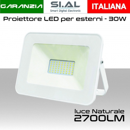 Faretto LED per esterno 30W Luce bianca naturale 4000K  IP65 2700 Lumen Alcapower