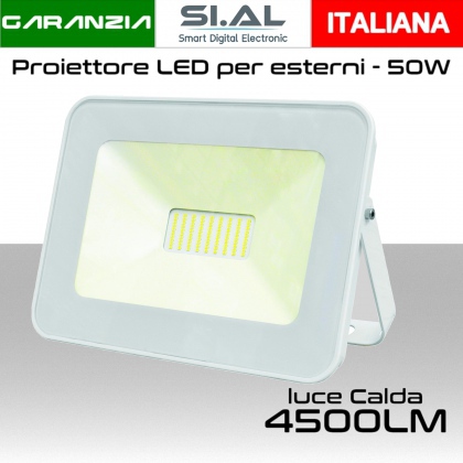 Faretto LED per esterno 50W Luce bianca calda 3000k IP65 4500 Lumen Alcapower