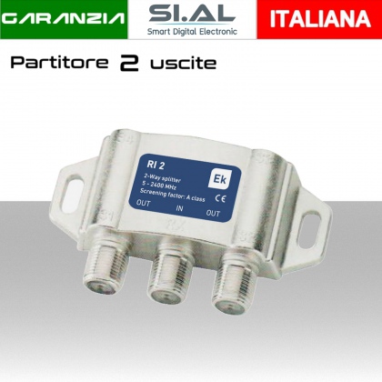 Partitore tv 2 uscite con connettore F stesso lato schermato in classe A divisore banda TV e Satellite di Ekselans by ITS