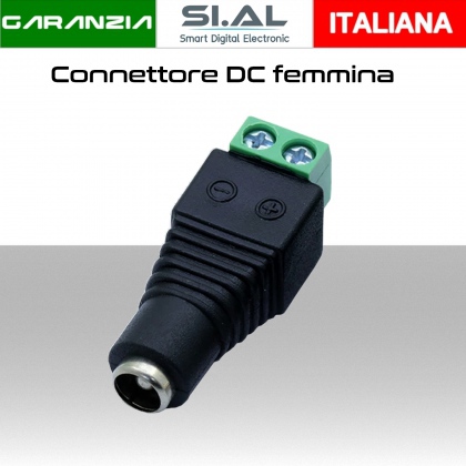 Connettore DC femmina  2 poli a morsetti per Telecamere e strisce LED