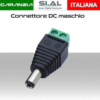 Connettore DC maschio  2 poli a morsetti per Telecamere e strisce LED