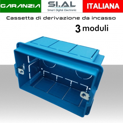 Scatola elettrica di derivazione da incasso muratura a 3 moduli