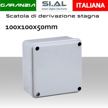 Scatola di derivazione stagna IP56 quadra con coperchio e viti 100X100X50mm