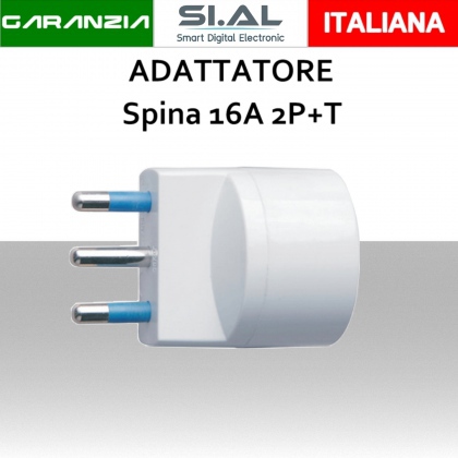 Adattatore con spina standard s17 a presa schuko 16A 2P T bianca