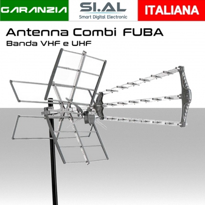 Antenna fuba Combi Tripla Banda VHF e UHF con connettore F filtro LTE