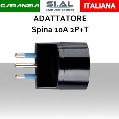 Adattatore con spina standard s11 a presa schuko 10A 2P T nera