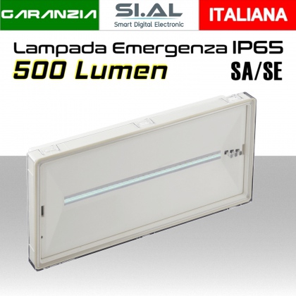 Lampada emergenza LED configurabile SA/SE IP65 con pittogrammi inclusi 500Lm